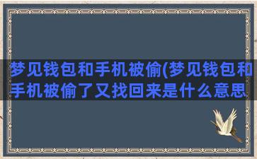 梦见钱包和手机被偷(梦见钱包和手机被偷了又找回来是什么意思 女性)